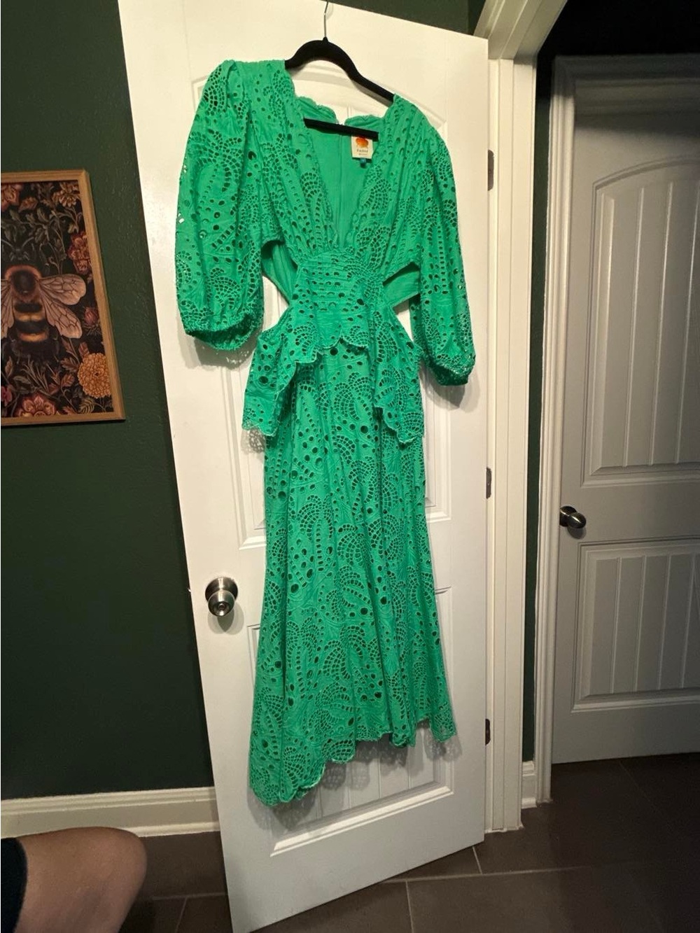FARM Rio Emerald Green Lace Cutout Maxi Dress